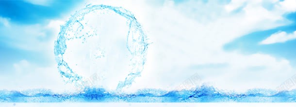 化妆品护肤水蓝天banner背景图jpg设计背景_88icon https://88icon.com banner 护肤品 水珠 清新 蓝天