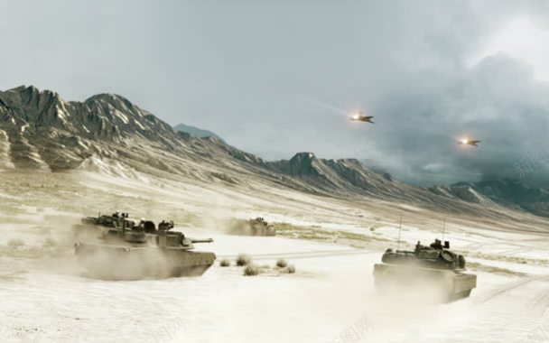 白色沙漠战场坦克海报背景背景