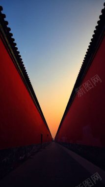 红色中国风宫墙海报背景背景
