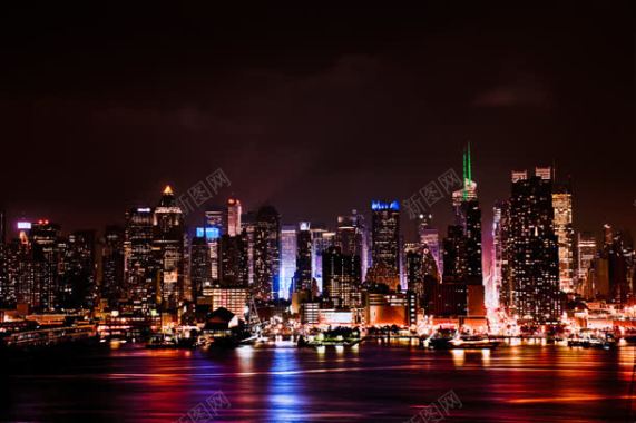 曼哈顿夜景繁华夜市背景