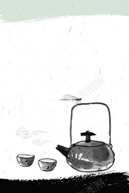中国传统茶道海报背景矢量图背景