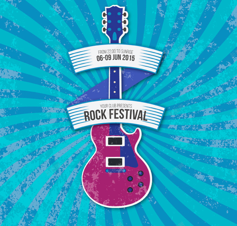 复古吉他音乐节海报矢量图psd设计背景_88icon https://88icon.com 丝带 乐器 做旧 吉他 摇滚音乐节 新图网 海报 激情 狂欢 电吉他 矢量图 背景 音乐