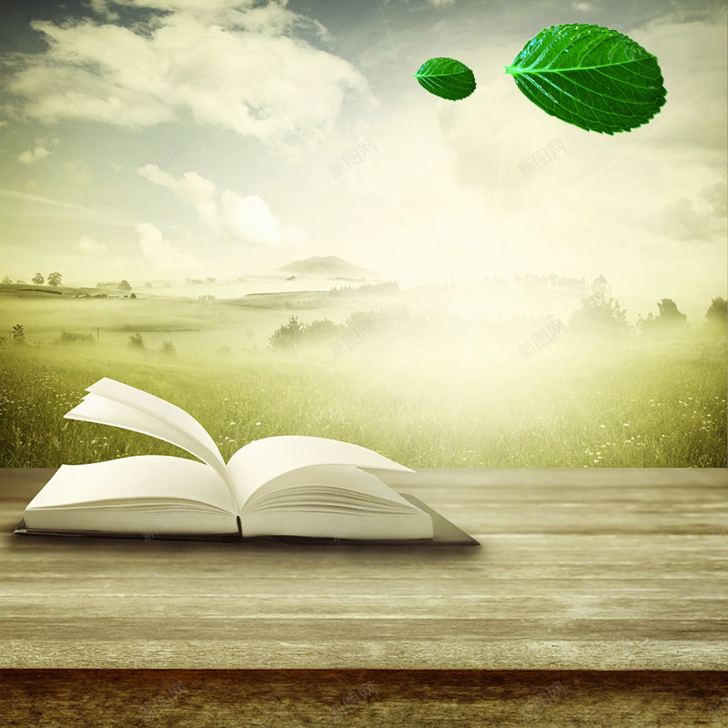 文艺首图psd设计背景_88icon https://88icon.com 主图 书本 小清新 文艺 树叶 桌子 简约