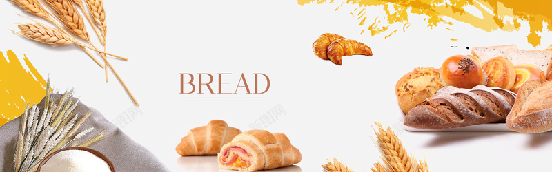 面包简约文艺白色食品海报背景背景