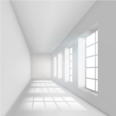 3D室内窗户走廊背景矢量图背景