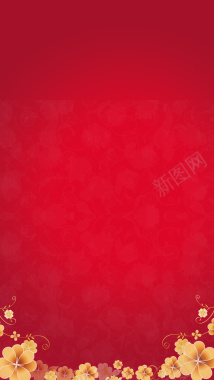 红色花纹金色花纹边框H5背景背景