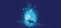 萤火虫壁纸星空下的鹿插画BANNER高清图片