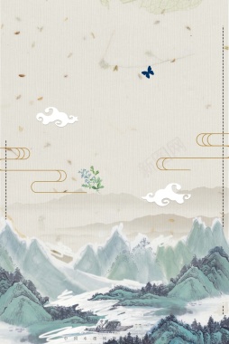 中国风山水重阳节水墨风格创意海报背景