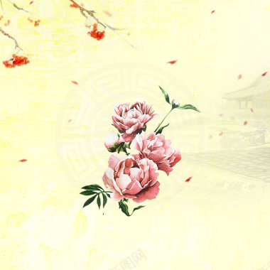 简约中式花朵背景图背景