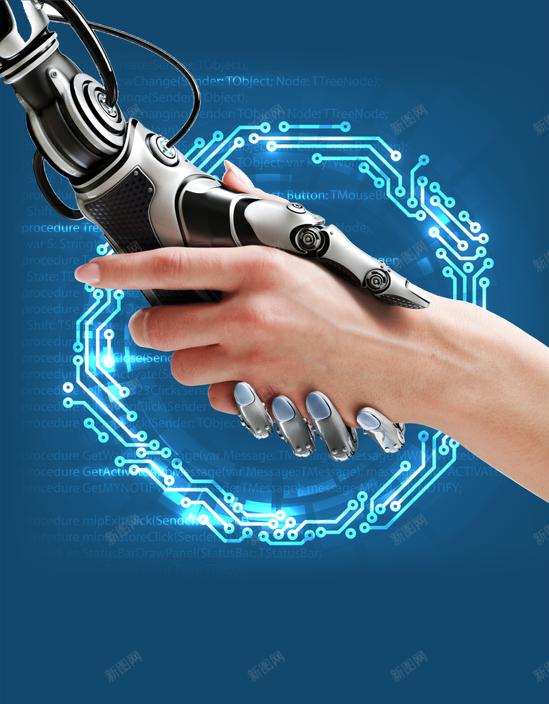 大数据时代引领未来海报psd设计背景_88icon https://88icon.com 人工智能 人工机器人 大数据海报 握手 智能时代 智能机器人 机器人 科技 蓝色