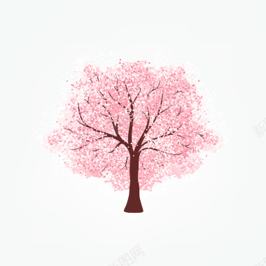 粉色樱花树矢量背景背景