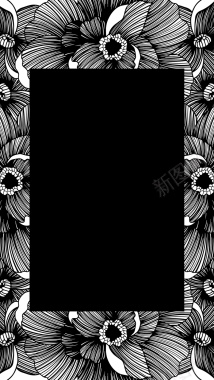 黑色线描花卉h5背景背景