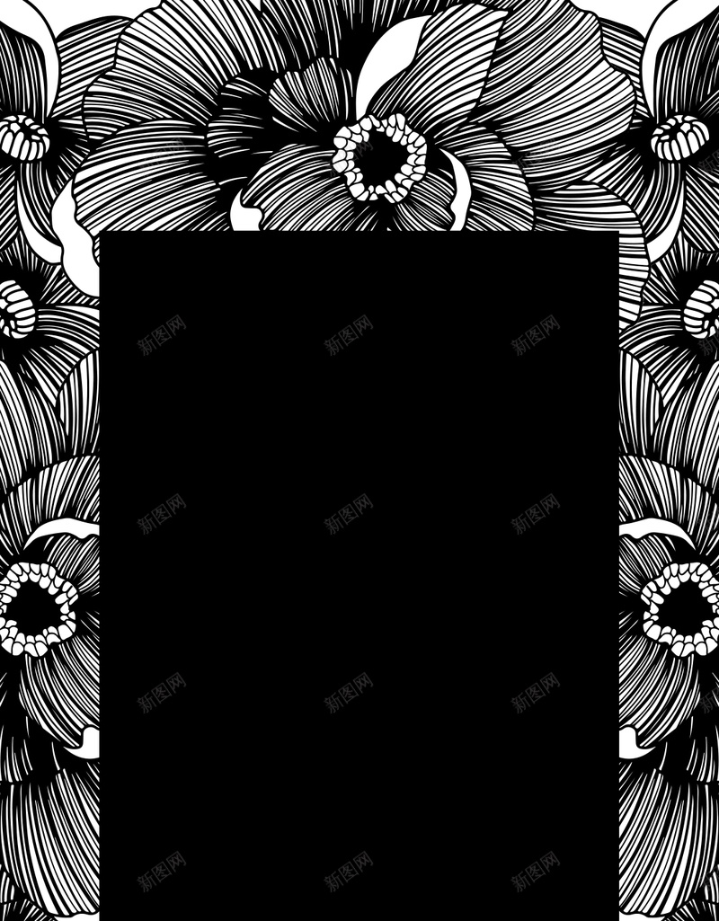 黑色线描花卉h5背景psd设计背景_88icon https://88icon.com h5背景 卡通 手绘 文艺 童趣 线描 花卉 黑色