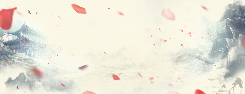 唯美古风毛笔字psd设计背景_88icon https://88icon.com 中国风 唯美古风 山水画 海报banner