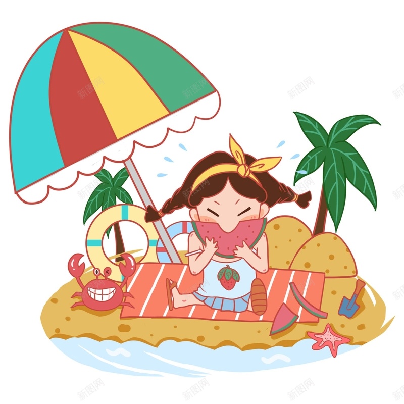 儿童吃喝玩耍海边吃西瓜psd设计背景_88icon https://88icon.com 儿童 吃喝玩耍 吃西瓜 海边