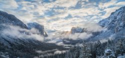 冬天风光蓝天白云雪山背景高清图片