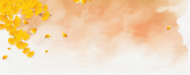 秋季水彩淡雅银杏叶背景背景