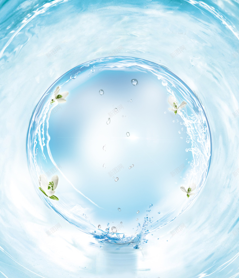 蓝色清爽化妆品海报背景psd设计背景_88icon https://88icon.com 化妆品 水纹 海报 清爽 背景 蓝色