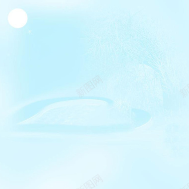 蓝色唯美树枝湖泊纹理背景背景