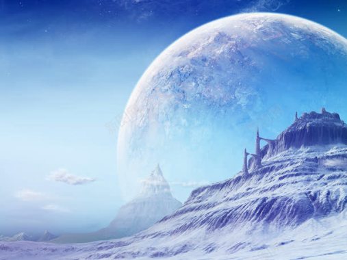 蓝色星球白色雪景背景