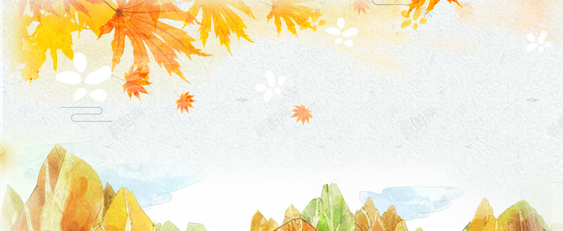 立秋植物文艺黄树叶手绘黄色背景背景
