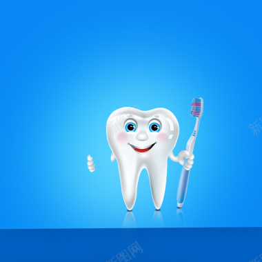 蓝色简约卡通牙齿牙膏PSD分层主图背景背景