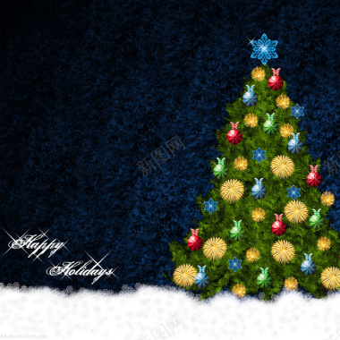 蓝色棉绒奢华圣诞树背景背景