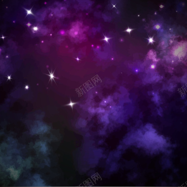梦幻银河紫色星空背景矢量图背景
