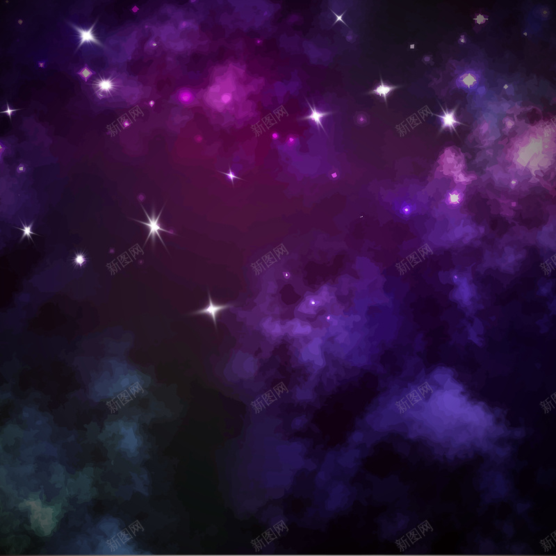 梦幻银河紫色星空背景矢量图ai设计背景_88icon https://88icon.com 光晕 大气 开心 星星 星空 梦幻 渐变 素材 紫色 背景 银河 矢量图
