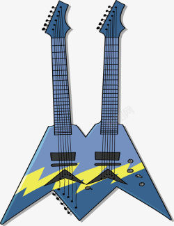 蓝色几何摇滚吉他矢量图素材