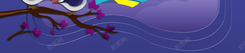 深色剪纸背景图psd设计背景_88icon https://88icon.com 剪纸 喜鹊 星星 月亮 树枝 牛郎织女