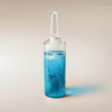 唯美蓝色玻璃药瓶摄影图片