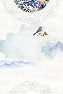 刺绣中国风海报背景背景