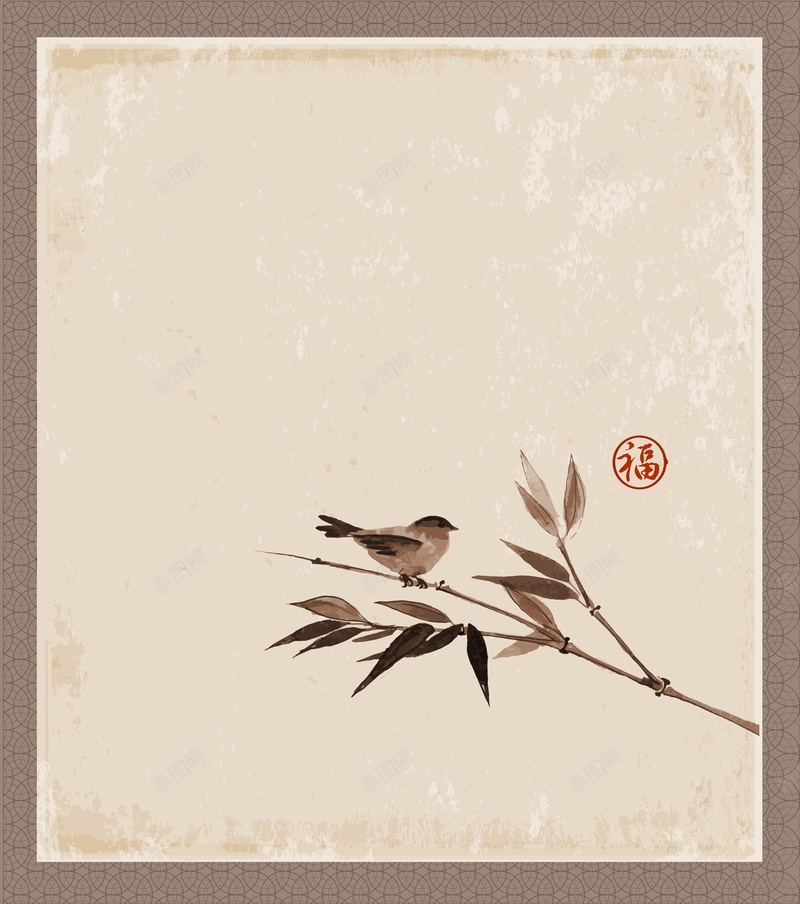 矢量中国风复古牛皮纸效果背景ai设计背景_88icon https://88icon.com 中国风 吉祥 复古 水墨 牛皮纸效果 矢量 背景 雀鸟 矢量图