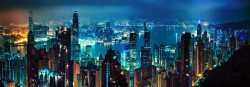 夜色香港繁华夜景风光全景摄影高清图片