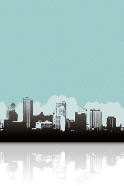 工业城市手绘线描剪影城市建筑背景矢量图高清图片