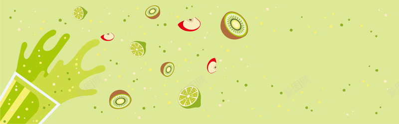 夏日清新自然饮品绿色海报背景矢量图背景