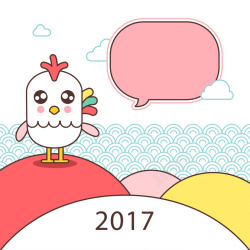 2017卡通手绘小鸡图案贺卡背景矢量图海报