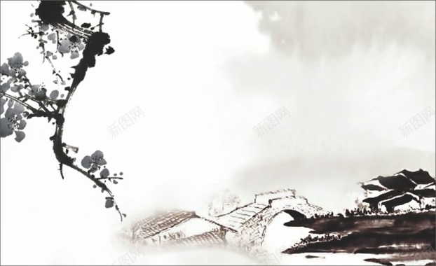黑色中国风水墨背景背景