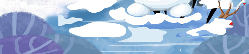 冬季雪人背景图psd设计背景_88icon https://88icon.com 天空 房屋 手绘背景图 森林 背景图 雪人