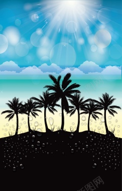 蓝天下的椰子树背景矢量图摄影图片