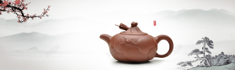 清新背景psd设计背景_88icon https://88icon.com 中国风 梅花 水墨画 海报banner 紫砂壶