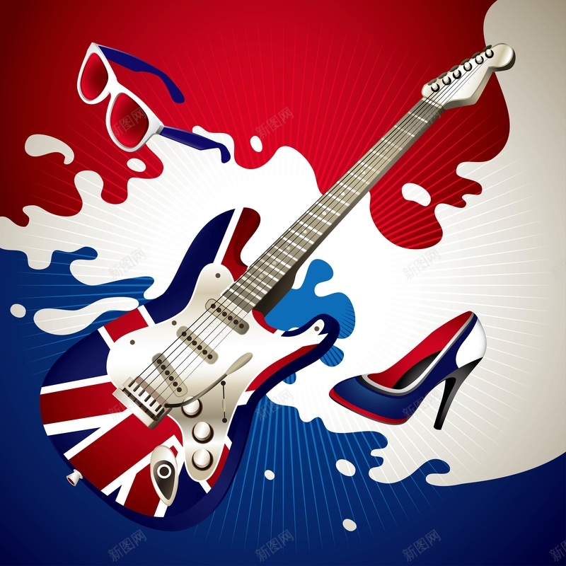 国旗吉他音乐活动背景矢量图ai设计背景_88icon https://88icon.com 几何 吉他 国旗 扁平 活动 渐变 音乐 矢量图