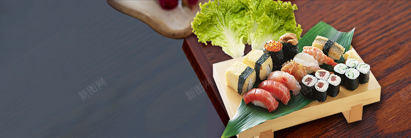 美味日本寿司简约灰色背景背景
