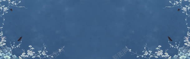 中国风蓝色花鸟背景图背景