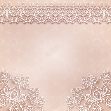 唯美粉色高雅蕾丝婚礼印刷品背景矢量图背景