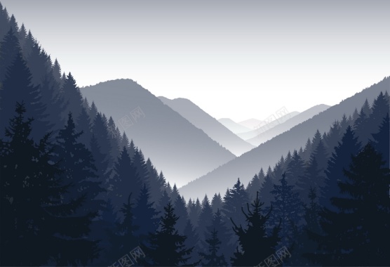 高山树林风景背景模板矢量图背景