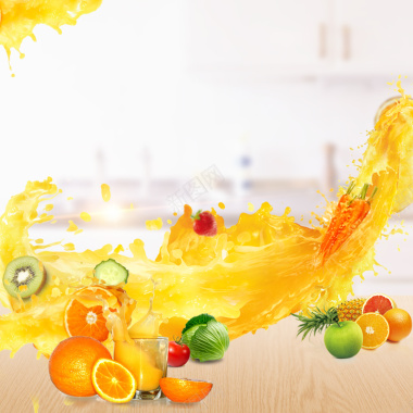 飞溅橙汁破壁机果汁机PSD分层主图背景背景