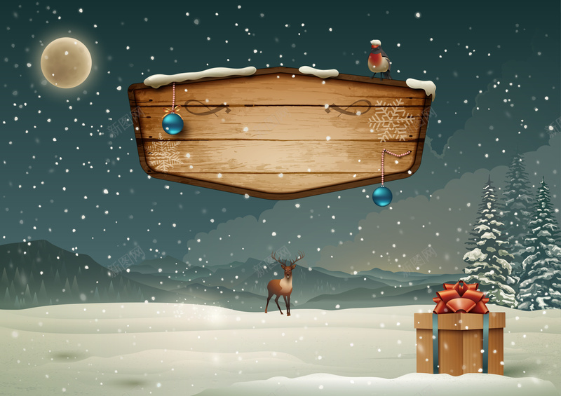雪夜麋鹿海报背景矢量图ai设计背景_88icon https://88icon.com 下雪 圣诞 安静 梦幻 浪漫 海报 礼物 背景 麋鹿 矢量图
