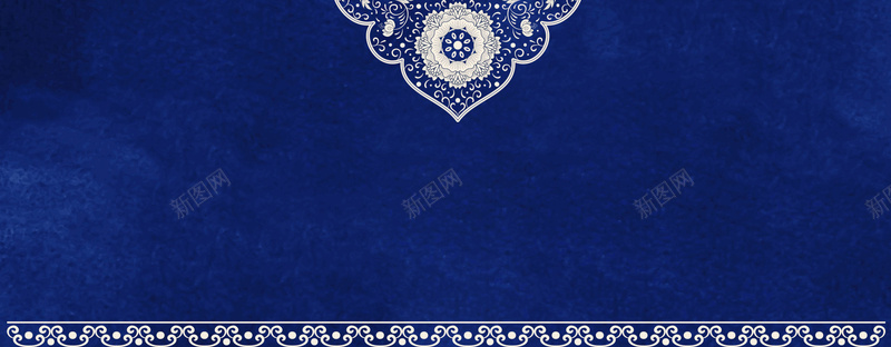 蓝色质感古风青花瓷背景背景